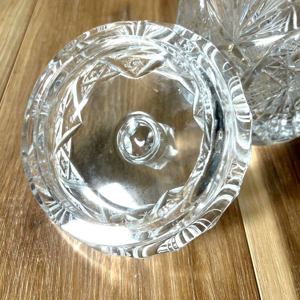Vintage Mid Century Modern St George Lead Crystal Biscuit Barrel Candy Jar Dish - Picture 5 of 7